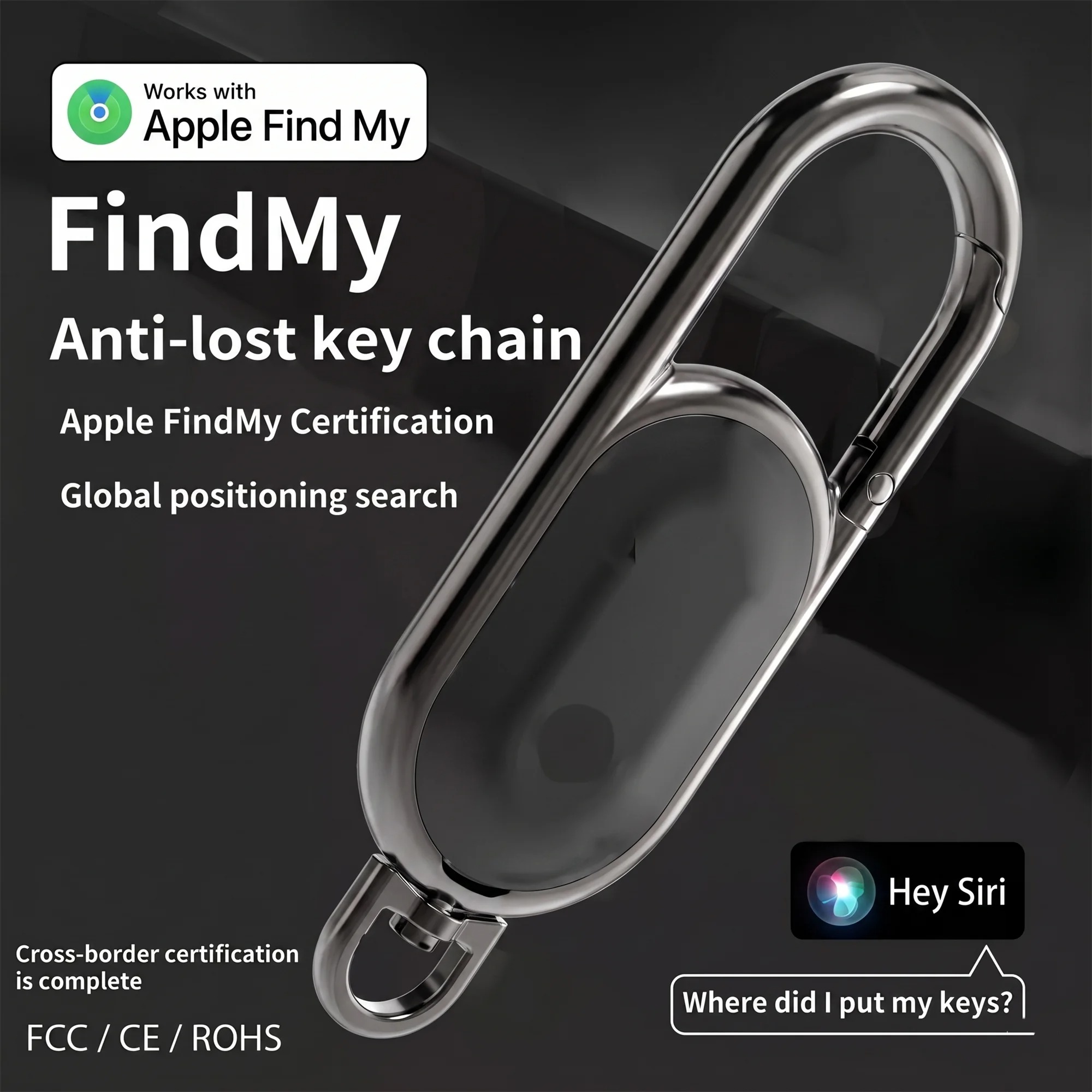 Heavy Equipment Gps Tracker - Anti-verlies GPS AirTag slimme karabijnhaak sleutelhanger