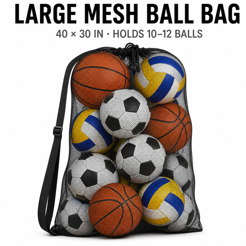Heavy Equipment Management - Zware mesh-balzak, grote opbergtas voor sportartikelen